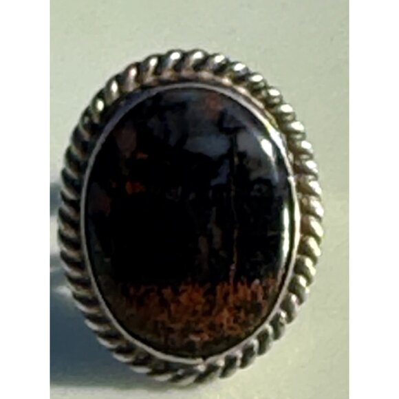 Vintage 70's Navajo Petrified Wood Sterling Ring Size 6.25 - Picture 16 of 16